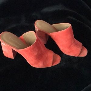 Calvin Klein block heeled mules.